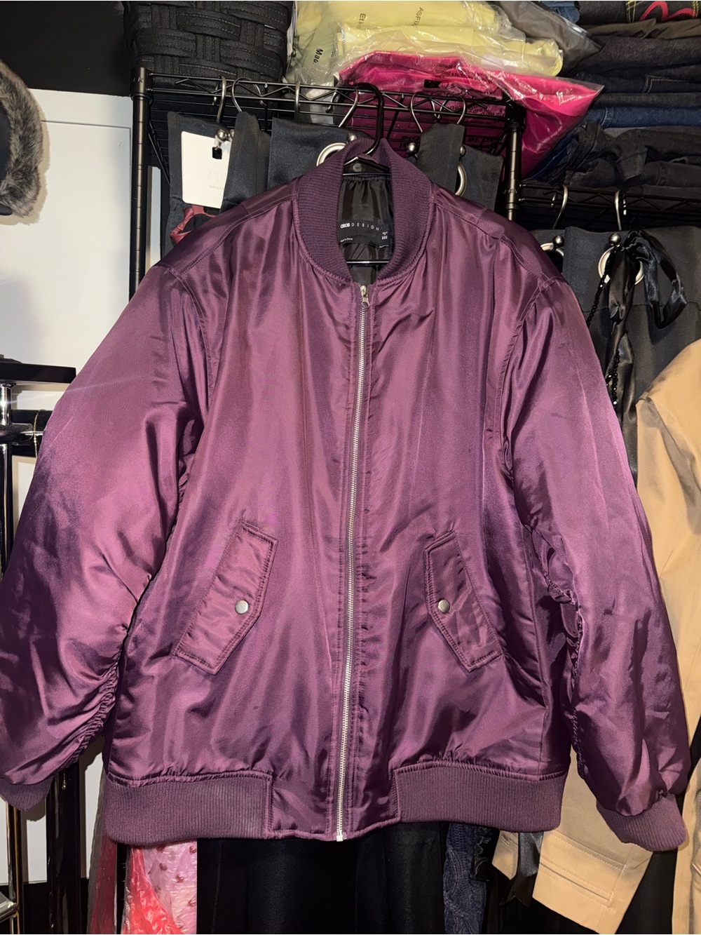 ASOS Purple Satin Bomber Jacket